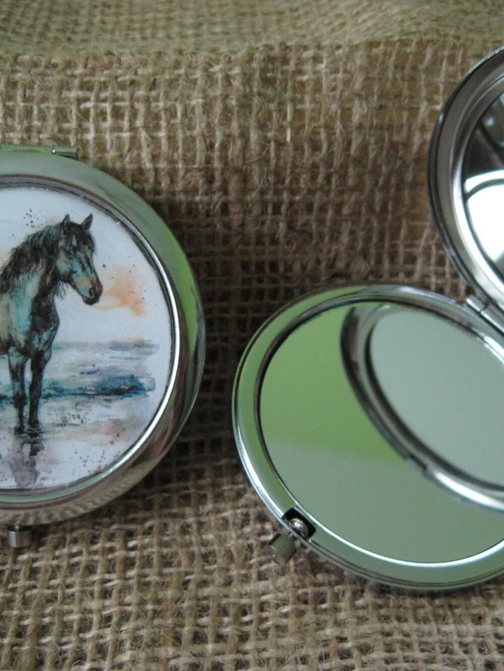 Horse in Sea Themed Compact/Pocket Mirror